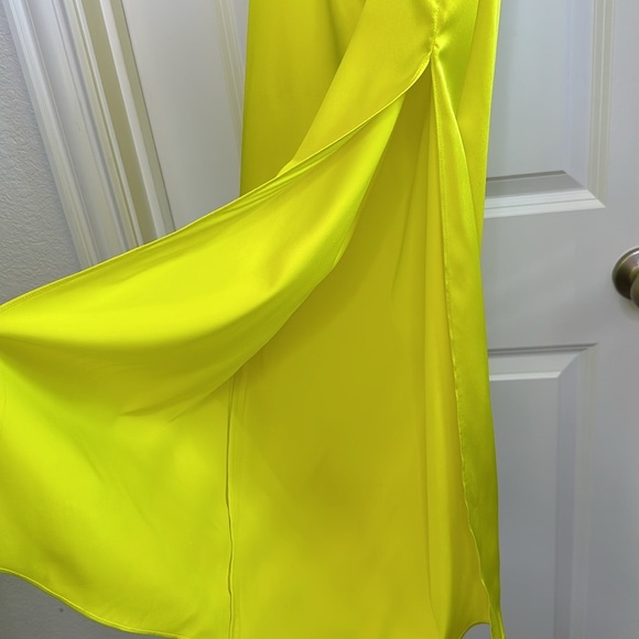 New SER.O.YA MARISSA SILK DRESS NEON LIME YELLOWISH SIZE small - Picture 9 of 13